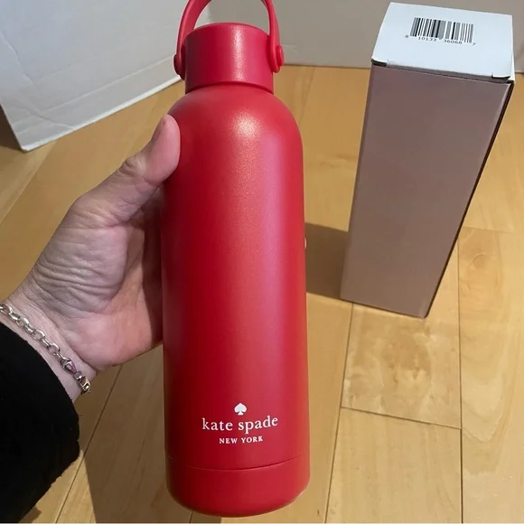 NIB / Kate Spade Signature Water Bottle / Vibrant Red - Picture 5 of 7